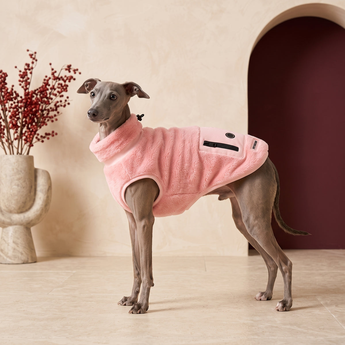Ultra-Soft Fleece Iggy Jacket – Italian Greyhound in the Iggy Grey interior