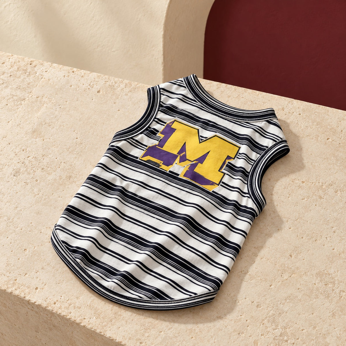Monochrome Stripe Bound-Edge Iggy Tank, garment detail