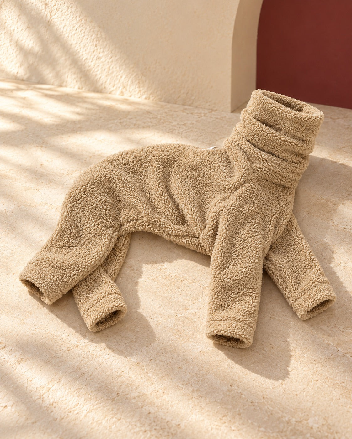 Oat Teddy Fleece Four-Leg Iggy Suit, garment detail