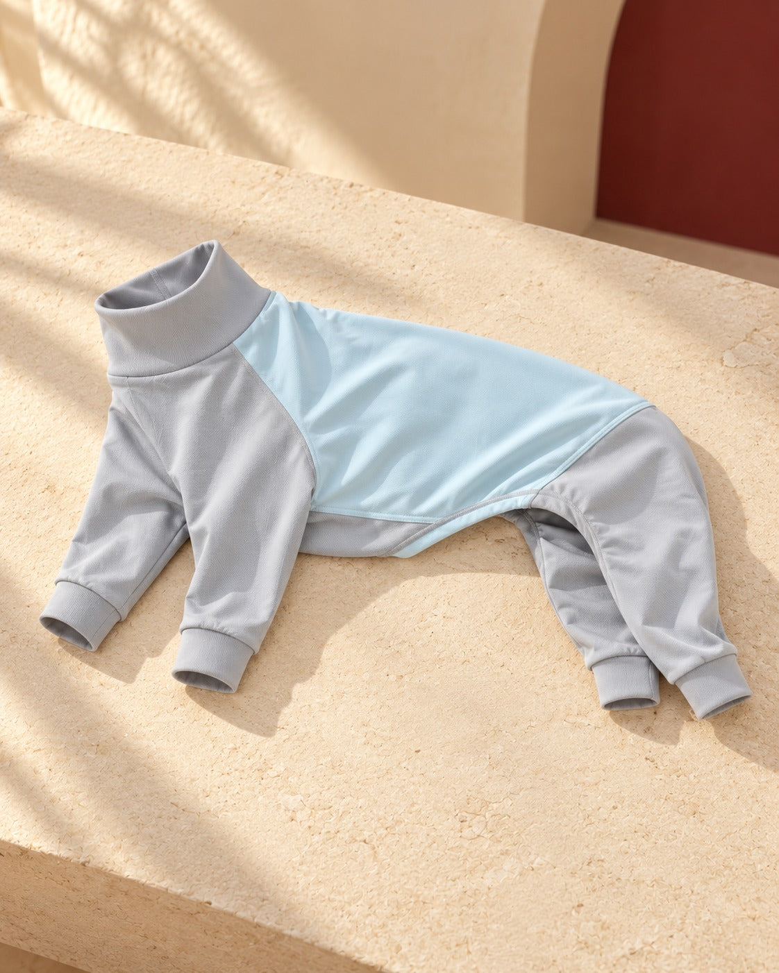 Pale Blue Colourblock Iggy Summer Suit, garment detail