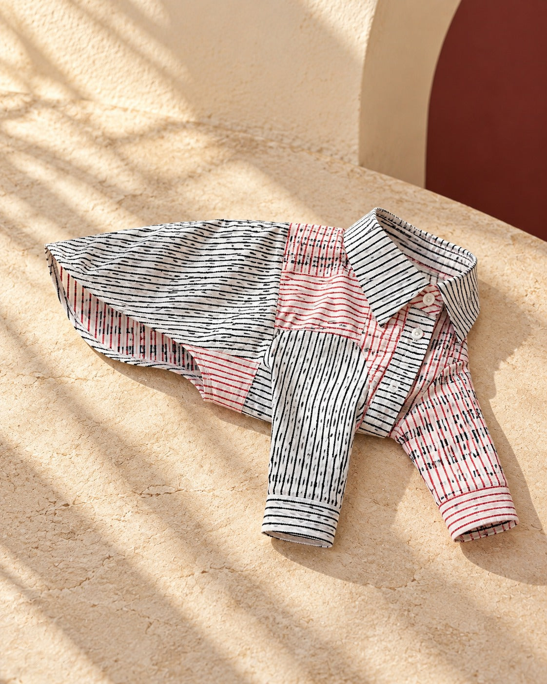 Patchwork Stripe Cotton Iggy Shirt, garment detail
