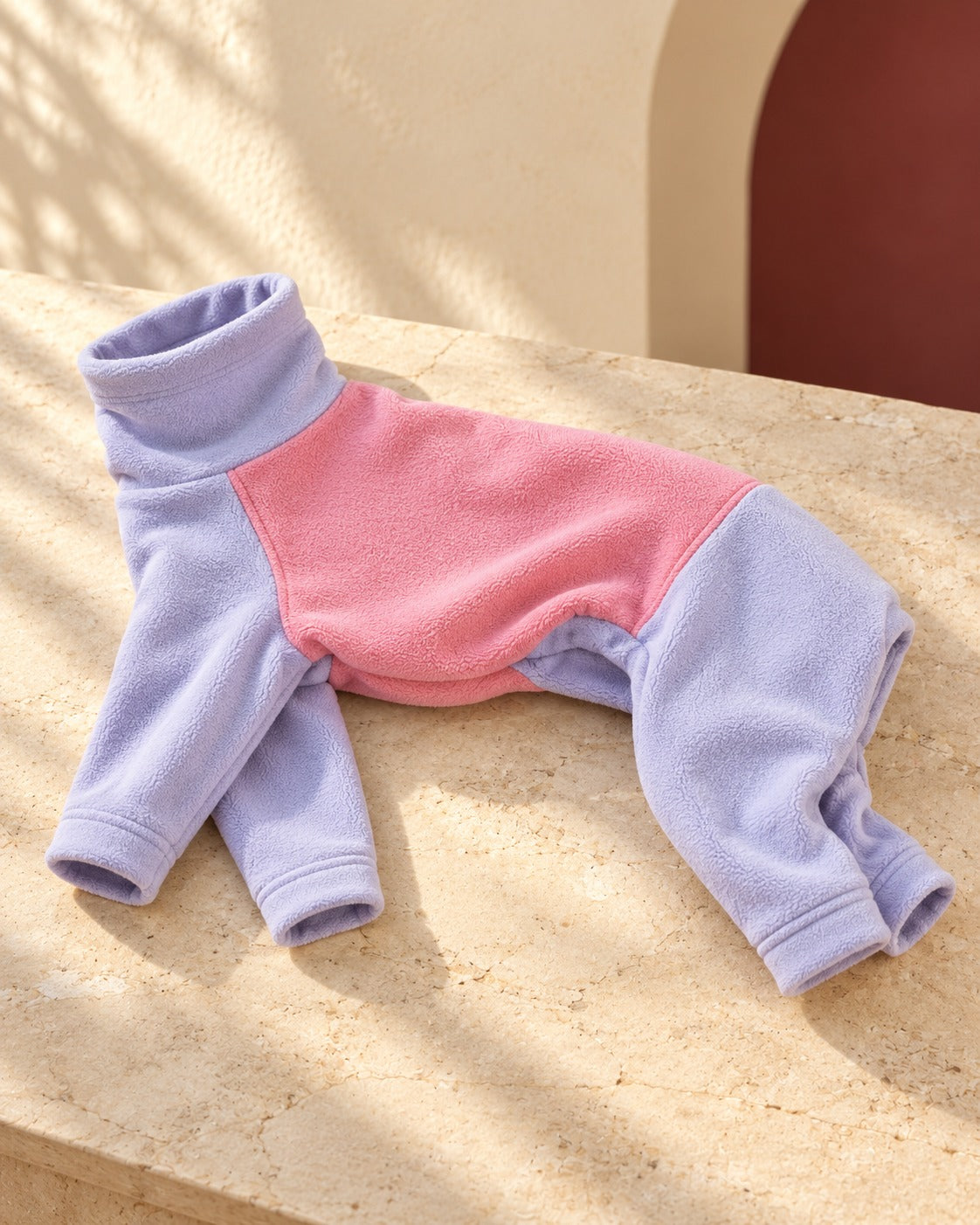 Pink & Lavender Four-Leg Iggy Suit, garment detail