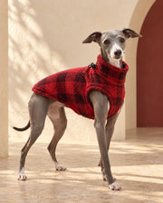 Red Check Fleece Iggy Vest, worn by an Italian Greyhound