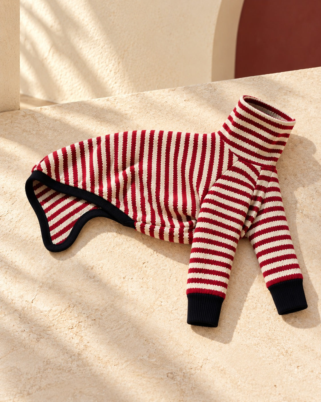 Red Stripe Cotton Iggy Pullover, garment detail