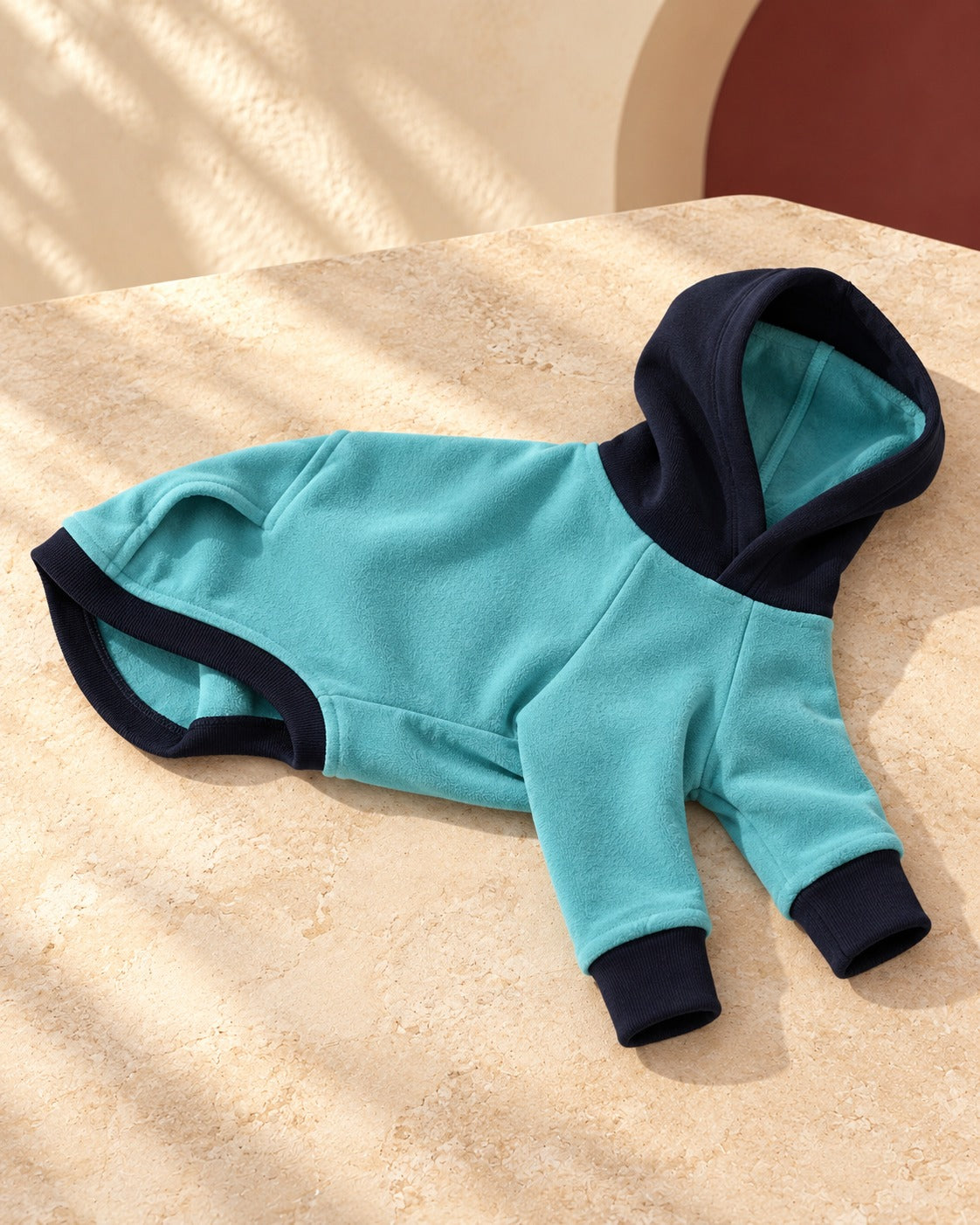 Teal Contrast-Trim Iggy Hoodie, garment detail