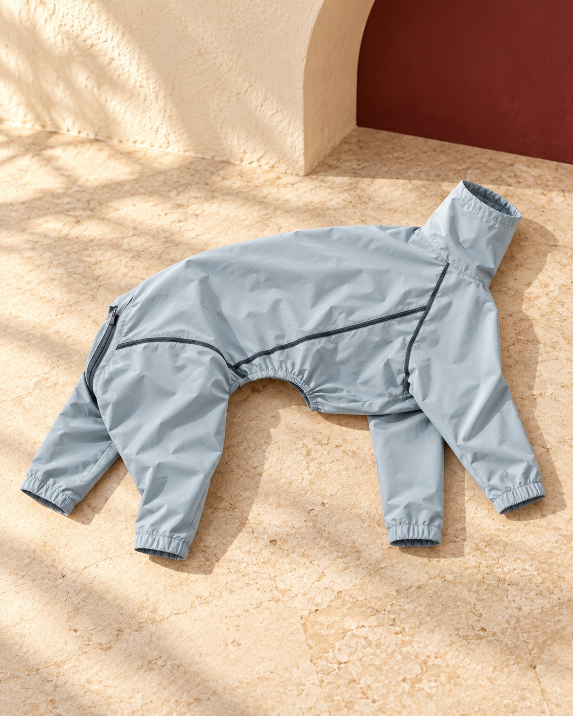 Twin-Zip Four-Leg Iggy Summer Suit in Sea Blue, garment detail