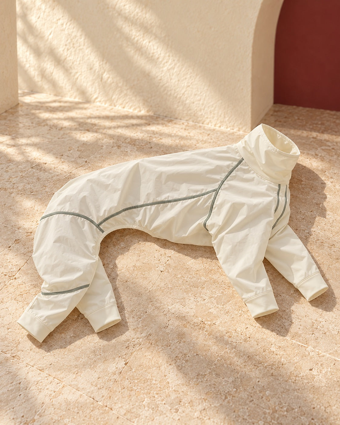 Twin-Zip Four-Leg Iggy Summer Suit in Pale Yellow, garment detail
